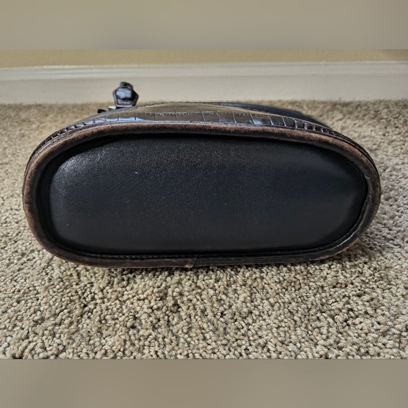 BRIGHTON Women’s VINTAGE Medium LEATHER TOTE SHOULDER Bag Silver Hardware - Picture 3 of 16